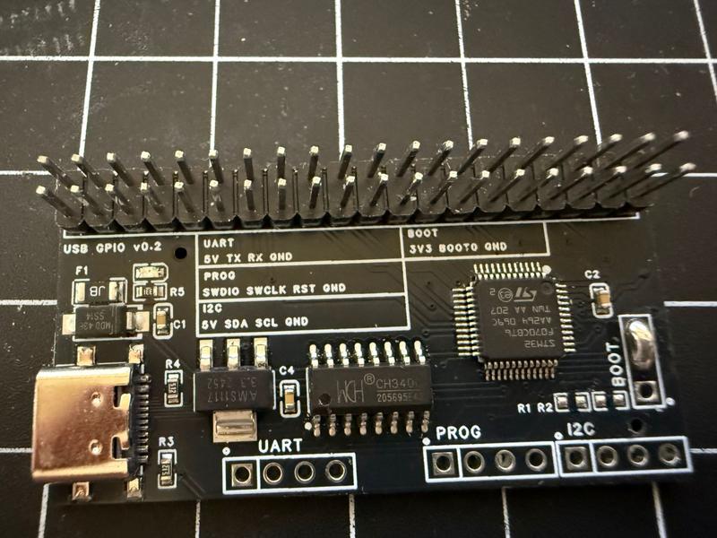 Assembled Doer USB GPIO board with STM32, CH340 and USB-C connector